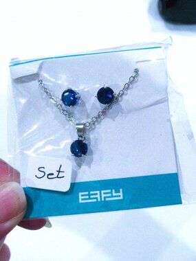 Effy necklace and matching earrings, dark blue stones, NWT